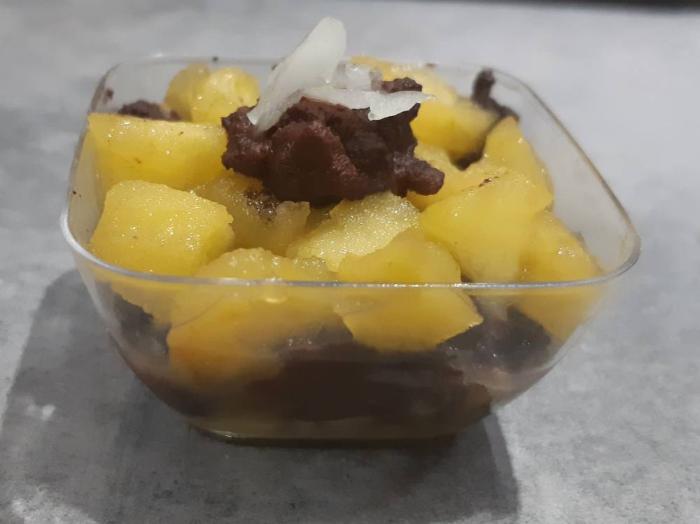 Verrines pommes boudin noir