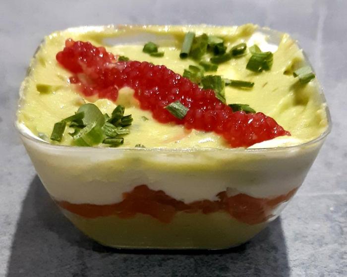 Verrines truite avocat 