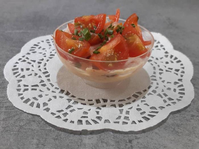 Verrines mousse de jambon tomates 